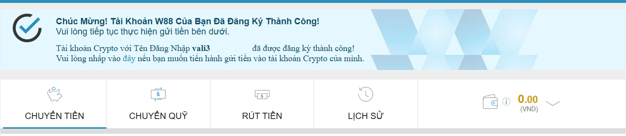 Đăng ký W88 thành công